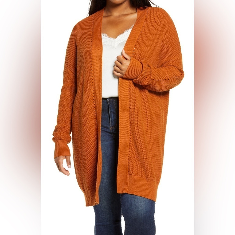 BP. Women’s Long Line Open Front Rust Colored Cardigan- Size 2X